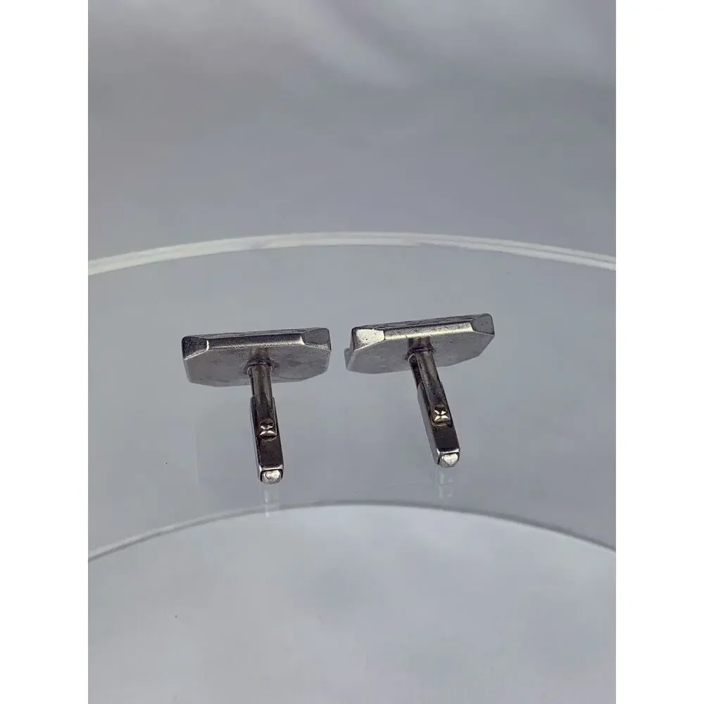 Large Sterling Silver Cufflinks Anson Engravable Statement Heavy 26.5g VTG M1
